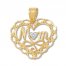 "Mom" Heart Charm 10K Yellow Gold