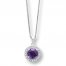 Amethyst Necklace Lab-Created White Sapphires Sterling Silver