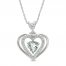 Aquamarine & White Lab-Created Sapphire Heart Necklace Sterling Silver 18"