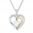 Heart Necklace Lab-Created Opal Sterling Silver/10K Gold