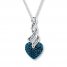 Blue/White Diamond Necklace 1/3 ct tw Sterling Silver