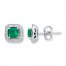 Lab-Created Emerald Earrings 1/15 cttw Diamonds Sterling Silver