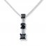 Black Diamond Necklace 1/2 ct tw Round-cut Sterling Silver