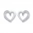 Diamond Heart Earrings 1/10 ct tw Round-cut Sterling Silver