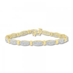 Diamond Bracelet 2 ct tw Round-cut 10K Yellow Gold 7.25"