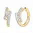 Hoop Earrings 1/2 ct tw Round/Baguette Diamonds 10K Yellow Gold