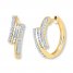Hoop Earrings 1/2 ct tw Round/Baguette Diamonds 10K Yellow Gold