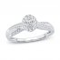 Diamond Engagement Ring 3/8 ct tw Oval/Baguette/Round 14K White Gold