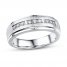 Men's Diamond Wedding Ring 1/6 ct tw 10K White Gold