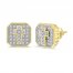 Men's Diamond Cross Stud Earrings 1/4 ct tw Round-cut 10K Yellow Gold