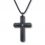Men's Cross Necklace Diamond Accent Stainless Steel