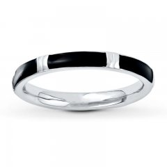 Stackable Ring Black Enamel Sterling Silver