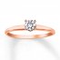 Diamond Solitaire Ring 1/4 Carat Round-cut 14K Rose Gold