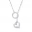 Heart Lariat Necklace Diamond Accents Sterling Silver