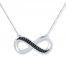 Infinity Necklace 1/10 ct tw Black Diamonds Sterling Silver
