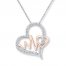 Heartbeat Necklace 1/6 ct tw Diamonds Sterling Silver/10K Gold