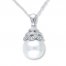 Cultured Pearl Necklace 1/20 ct tw Diamonds 14K White Gold