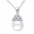 Cultured Pearl Necklace 1/20 ct tw Diamonds 14K White Gold