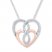 Heart Necklace 1/6 ct tw Diamonds Sterling Silver/10K Rose Gold
