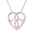 Heart Necklace 1/6 ct tw Diamonds Sterling Silver/10K Rose Gold