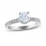 Diamond Engagement Ring 1-1/3 ct tw Round-cut 14K White Gold