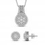 Diamond Necklace/Earrings Boxed Set 1 ct tw 10K White Gold