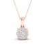 Diamond Halo Necklace 1/4 ct tw Round-Cut 10K Rose Gold 18"