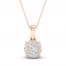 Diamond Halo Necklace 1/4 ct tw Round-Cut 10K Rose Gold 18"