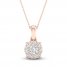 Diamond Halo Necklace 1/4 ct tw Round-Cut 10K Rose Gold 18"