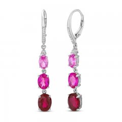 Vibrant Shades Lab-Created Ruby, Pink & White Lab-Created Sapphire Earrings Sterling Silver