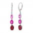 Vibrant Shades Lab-Created Ruby, Pink & White Lab-Created Sapphire Earrings Sterling Silver