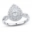 Diamond Engagement Ring 1 ct tw Pear/Round-Cut 14K White Gold