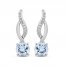 Aquamarine Drop Earrings 1/20 ct tw Diamonds Sterling Silver