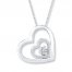 Double Heart Necklace Diamond Accent Sterling Silver