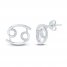 Diamond Cancer Earrings 1/10 ct tw Round-cut Sterling Silver