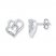 Double Heart Earrings Diamond Accents 10K White Gold