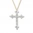 Diamond Cross Necklace 1/2 ct tw Round-cut 10K Yellow Gold