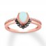 Lab-Created Opal Ring 1/5 ct tw Diamonds 10K Rose Gold