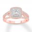 Diamond Engagement Ring 1 ct tw Princess/Round 14K Rose Gold