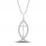 Diamond Ichthys Necklace 1/10 ct tw Round-cut Sterling Silver 18"