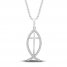 Diamond Ichthys Necklace 1/10 ct tw Round-cut Sterling Silver 18"