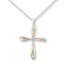 Diamond Cross Necklace Sterling Silver/10K Yellow Gold