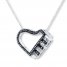 Diamond Piano Necklace 1/10 ct tw Black/White Sterling Silver