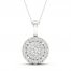Multi-Diamond Necklace 1 ct tw Round-Cut 10K White Gold 18"