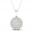 Multi-Diamond Necklace 1 ct tw Round-Cut 10K White Gold 18"