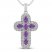 Amethyst & White Lab-Created Sapphire Cross Necklace Sterling Silver 18"