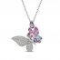 Blue Topaz, Amethyst, Lab-Created Pink Sapphire & Lab-Created White Sapphire Butterfly Necklace Sterling Silver 18"