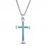 Men's Cross Necklace Diamond Accents Stainless Steel 24"