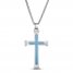 Men's Cross Necklace Diamond Accents Stainless Steel 24"