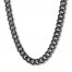 Men's Curb Chain Necklace Black Ion-Plated Stainless Steel 30"